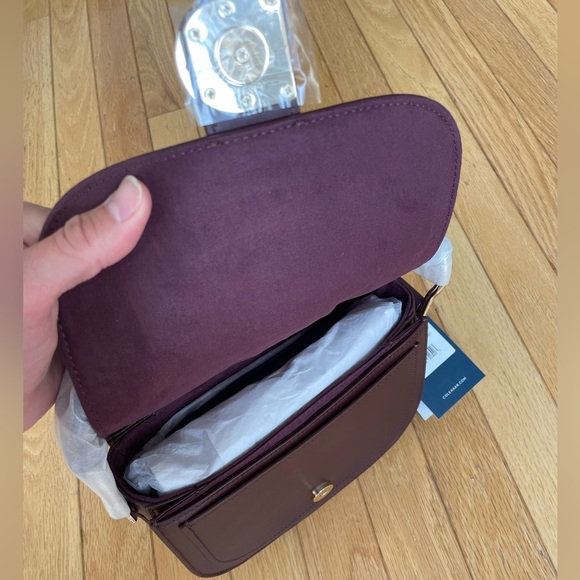 NWT Cole Haan Essential Mini Saddle Bag Bloodstone - Picture 3 of 5